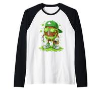 St Patrick's Day American Football Shamrock Men Kids Boys Raglan Baseball Tee