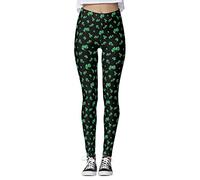 St.Patricks Day Athletic Irish Green Shamrock Tights for Women Compression Tights Leaves Leggings Running Pants Soft Tummy Control Outfits Butt Lift Tights Leggings Gym Tights Sporty