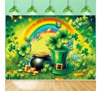 St. Patrick's Day Backdrop Irish Shamrock Gold Coin Rainbow Photography Background Saint Patrick's Day Party Banner Photo Booth Props (7x5FT（210x150cm）)
