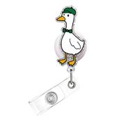 St. Patrick's Day Badge Reel,Funny Goose Acrylic Badge for ID Card Badge,Cute Telescoping Retractable Badge Holder Alligator Clip Accessories with Hat Bow Designs for Nurse,Medical Worker,Teacher