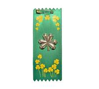 St.Patrick's Day Badge Ribbon Gold Shamrock on Green Ribbon 1003