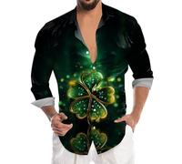 st Patricks Day Beer Shirt Men's Regular Fit Cotton Linen Shirt Casual Long Sleeve Button Down Shirts Tee Shirts for Men Adult Beer Hawaiian Shirts for Men Sale Clearance (BK3, XXXL)
