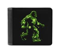 St Patricks Day Bigfoot Sasquatch Shamrock Bifold Wallet PU Leather Pocket Wallet Slim Purse for Women Men Gifts
