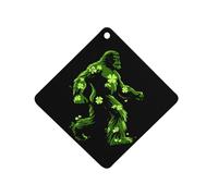 St Patricks Day Bigfoot Sasquatch Shamrock Car Air Freshener Decorative Hanging Aromatherapy Tablets for Car Trucks Rhombus