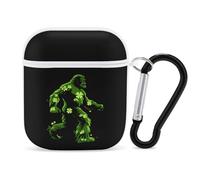 St Patricks Day Bigfoot Sasquatch Shamrock Case Cover Compatible with AirPods 1&2 Protective PC Shell Carrying Case with Keychain