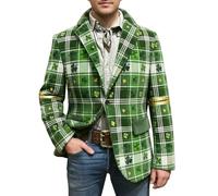 St Patricks Day Blazer, st Patricks Day Jacket, Lucky Shamrock Print Suit Jacket Green Blazers Long Sleeve Jackets Irish Clover Dress Suits with Pockets