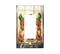 St.Patrick's Day Bloodhound Dog Decorative Light Switch Cover Wall Plate 1 Gang Single Rocker, Window Fun Puppy Electrical Switchplate, Shamrock Pet Print Electrical Faceplate