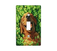 St.Patrick's Day Bloodhound Dog Decorative Light Switch Cover Wall Plate 1 Gang Single Toggle, Shamrock Puppy Electrical Switchplate for Room, Clover Pet Switchcover Switchplate