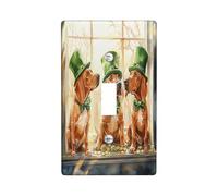 St.Patrick's Day Bloodhound Dog Decorative Light Switch Cover Wall Plate 1 Gang Single Toggle, Window Fun Puppy Electrical Switchplate, Shamrock Pet Print Electrical Faceplate