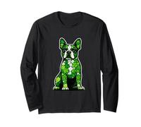 St. Patrick's Day Boston Terrier Lucky Shamrock Boston Dog Long Sleeve T-Shirt