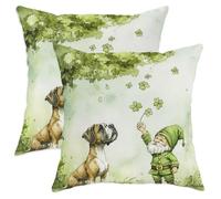 St Patricks Day Boxer Dog Throw Pillow Covers Square Cushions Pillowcase Cozy Pillowcase For Car Party Bed 45X45Cm Set Of 2