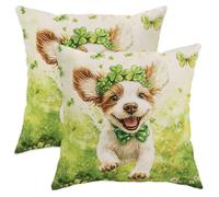 St Patricks Day Brittany Dog Cushion Case Luxury Throw Pillow Case Decorative Cushion Cover For Chair Car Home 45X45Cm Set Of 2