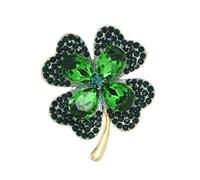 St.Patrick's Day Brooches for Women Dainty Crystal Four Leaf Lapel Pin Shamrock Hat Brooch Pins Irish Enamel Brooches Irish Holiday Costume Accessory Jewelry, Large, Alloy Steel, cubic zirconia