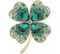 St.Patrick's Day Brooches for Women Dainty Crystal Four Leaf Lapel Pin Shamrock Hat Brooch Pins Irish Enamel Brooches Irish Holiday Costume Accessory Jewelry, L, Alloy Steel, cubic zirconia