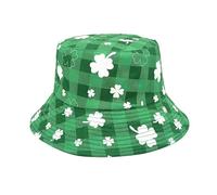 St. Patrick's Day Bucket Hat for Women and Men, Green Cap Ireland Shamrock Accessories Double-Sided Reversible Hats Lucky Clover Sun Caps Lightweight Fancy Dress Costume Accessory for Travel Party
