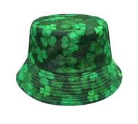 St. Patrick's Day Bucket Hat for Women and Men, Green Cap Ireland Shamrock Accessories Double-Sided Reversible Hats Lucky Clover Sun Caps Lightweight Fancy Dress Costume Accessory for Travel Party