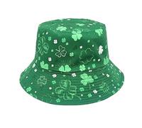 St. Patrick's Day Bucket Hat for Women and Men, Green Cap Ireland Shamrock Accessories Double-Sided Reversible Hats Lucky Clover Sun Caps Lightweight Fancy Dress Costume Accessory for Travel Party
