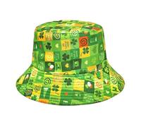 St. Patrick's Day Bucket Hat for Women and Men, Green Cap Ireland Shamrock Accessories Double-Sided Reversible Hats Lucky Clover Sun Caps Lightweight Fancy Dress Costume Accessory for Travel Party