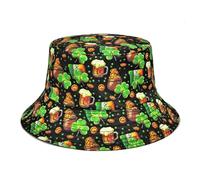 St. Patrick's Day Bucket Hat for Women and Men, Green Cap Ireland Shamrock Accessories Double-Sided Reversible Hats Lucky Clover Sun Caps Lightweight Fancy Dress Costume Accessory for Travel Party
