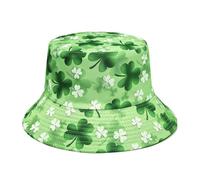 St. Patrick's Day Bucket Hat for Women and Men, Green Cap Ireland Shamrock Accessories Double-Sided Reversible Hats Lucky Clover Sun Caps Lightweight Fancy Dress Costume Accessory for Travel Party