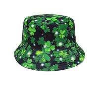 St. Patrick's Day Bucket Hat for Women and Men, Green Cap Ireland Shamrock Accessories Double-Sided Reversible Hats Lucky Clover Sun Caps Lightweight Fancy Dress Costume Accessory for Travel Party