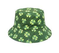St. Patrick's Day Bucket Hat for Women and Men, Green Cap Ireland Shamrock Accessories Double-Sided Reversible Hats Lucky Clover Sun Caps Lightweight Fancy Dress Costume Accessory for Travel Party