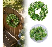 St Patrick's Day Candle Holder Centerpiece Featuring Mini Fairy Lights And A Decorative Wreath For Festive Table (Green, 19X19X5.5CM)