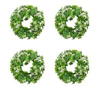 St. Patrick's Day Candle Rings, Artificial Green Shamrock Candle Ring,Shamrock Wreaths for Festive Decoration, Spring Party Tabletop Decoration for Irish Festival Home Decor(4pcs)