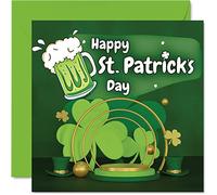 St Patricks Day Card - Happy St Patrick's Day - Irish Cards with Shamrock for Mum Dad Auntie Uncle Friend Nanny Grandad Brother Sister, 145mm Paddys Greeting Cards