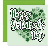 St Patricks Day Card saying Happy St Patrick's Day - Irish Cards with Hearts and Shamrock for Best Friend, Husband, Wife, Brother, Sister or Partner, 145mm Paddys