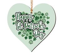 St Patricks Day Cards Saying Happy St Patrick's Day-St Patricks Day Decorations Wooden Heart Hanging Plaque with Shamrock for Best Friend, Husband, Wife, Brother, Sister St Patricks Day Accessories