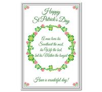 St Patricks Day Cards - Special Happy St. Patrick's Patriotic Greeting - 17th March - Luxury Size - Irish Ireland theme - Unusual Design - Blank inside to write own message