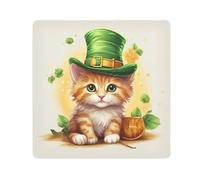 St-Patrick's Day Cat Camera Wrap Cloth, Squares Magic Self-Adhesive Cloth for Lens Camera Anti-Scratch Lens Protector Makeup Wrap Cloth Bag 21.7" x 21.7"