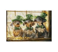 St.Patrick's Day catahoulas Leopard Dog Jigsaw Puzzles for Adults 300 Piece, Window Fun Puppy Wooden Puzzles, Shamrock Pet Printed Decor for Entertainment Creative