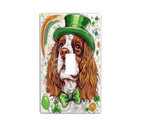 St.Patrick's Day Cavalier King Charles Spaniel Dog Decorative Light Switch Cover Plate 1 Gang Single Toggle, Fun Cute Puppy Electrical Switchplate, Pet Print Electrical Faceplate for Room