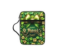 St.Patrick's Day-Celebration Bible Cover Case with Handle, Water-Resistant Oxford Fabric Bible Bag Organizer with Zipper Pockets for Church