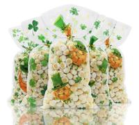 St. Patrick's Day Cellophane Treat Bags,100pcs Three-leaf clover Irish Lucky Shamrock Cellophane Plastic Candy Cookie Treat Goody Gift Bags and Twist Ties for Saint Patrick's Day Party Favor Supplies