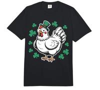 St Patricks Day Chicken Wearing Leprechaun hat Shamrock Comfort Colors Adult Heavyweight T-Shirt