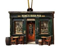 St Patrick's Day Christmas Ornament - Ireland Green Festive Decoration, Tree Hanging Accessory, Rear View Mirror Decor | Home Front Door Present Friend Family Sturdy Thick Wooden Design 3.54 Inches