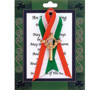 St.Patrick's Day CLADDAGH Cross Ribbon Brooch Saint Patrick Pin