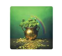 St. Patrick's Day Clover Coin Camera Wrap Cloth, Squares Magic Self-Adhesive Cloth for Lens Camera Anti-Scratch Lens Protector Makeup Wrap Cloth Bag 21.7" x 21.7"