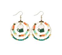 St. Patrick's Day Clover Crystal Beads Earrings Lucky Green Irish Shamrock Hat Beer Dangle Earrings Trendy Saint Patrick’s Day Party Outfit Jewelry Gifts, S, Zinc, No Gemstone