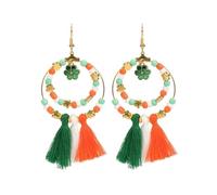 St. Patrick's Day Clover Crystal Beads Earrings Lucky Green Irish Shamrock Hat Beer Dangle Earrings Trendy Saint Patrick’s Day Party Outfit Jewelry Gifts, S, Zinc, No Gemstone