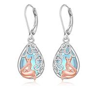 St Patricks Day Clover Earrings Easter Bunny Earrings for Women 925 Sterling Silver 4th of July Dangle Mother's Day Christmas Gifts, Sterling Silver, Cubic Zirconia