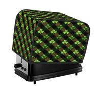 St.patrick's Day Clover Leaves On Tartan Toaster Cover 2 Slice Dust Cover for Bread Machine,Small Kitchen Appliance