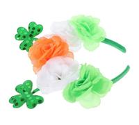 St Patrick's Day Clover Rose Headband Decorative Festival Headdress | Five Delicate Roses, Bright Colours, Secure Fit, Plastic Cloth and Iron Construction, Photography, Irish Pub Celebrations