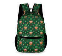 St. Patrick's Day Clover School Bag Primary for Boys 8-12 Years Shamrock Backpack for Girls Years 2-5 Durable Rucksack Daily Items Weekend Travel Outdoor