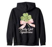 St Patricks Day Coquette Bow Shamrock Lucky Girl Syndrome Zip Hoodie