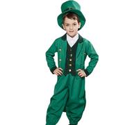 St Patrick's Day Costume for Boys Girls | Irish Victorian Steampunk Style Set with FRAC Green Pants and Christmas Party Costume Set