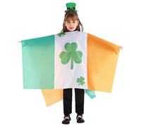 St Patrick's Day Costume Kids Leprechaun set Irish Flag Cape sets solid color Trousers with hat Relaxed School Plays Green XL